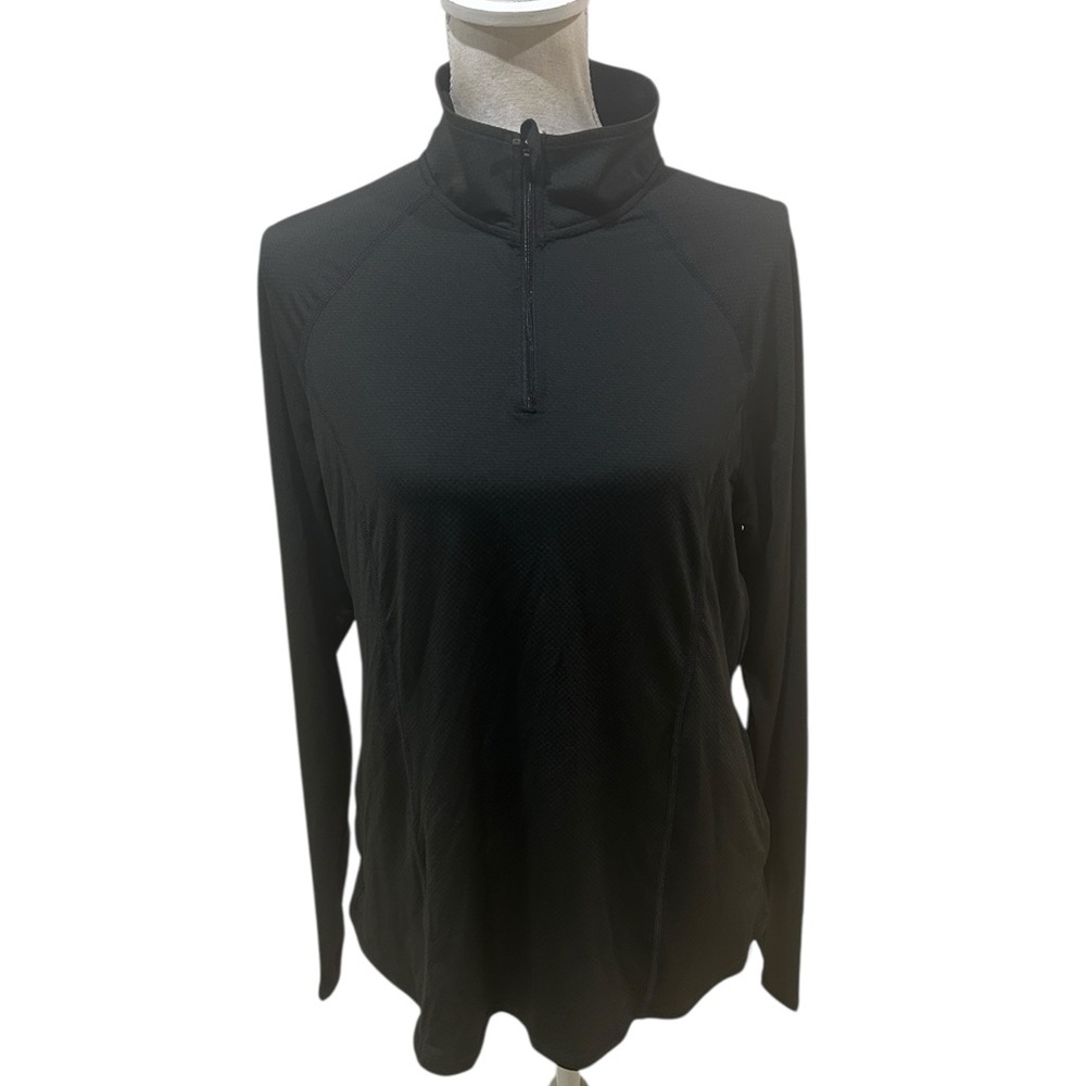 Nwt Lomon Black 1/4 zip Long Sleeve Performance Top UPF 50+ Giftable size large